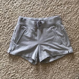 Gray & White Striped Athleta Shorts
